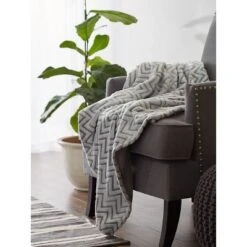 50"x60" Chevron Plush Throw Blanket - Design Imports -Design Imports GUEST 296e9c14 d155 45b4 89c0 fbd810a27297