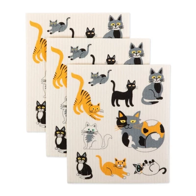 Design Imports Swedish Dishcloth Set/3, Reusable & Absorbent, Cats Everywhere! 6 Design Imports Swedish Dishcloth Set/3, Reusable & Absorbent, Cats Everywhere! - Image 6