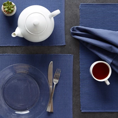 DII Ribbed Solid Placemat Set 6 Piece, French Blue, 13x19" 5 DII Ribbed Solid Placemat Set 6 Piece, French Blue, 13x19" - Image 5