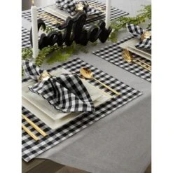 DII Buffalo Check Placemat Set 4 Piece, Black, 13x19" -Design Imports GUEST 2c66ec98 8811 44cd 8476 6c9400278c84