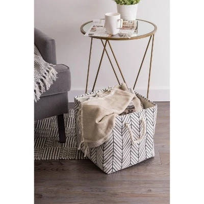 Design Imports Polyester Bin Herringbone Off White Square 11X11X11 6 Design Imports Polyester Bin Herringbone Off White Square 11X11X11 - Image 6