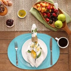 DII Oval Placemat Set 6 Piece, Aqua, 12x18" -Design Imports GUEST 2cb18b70 0134 4954 9ee6 fa86252aa6a2