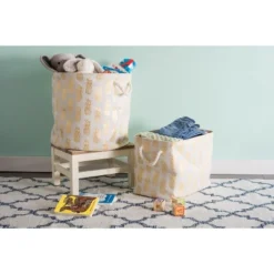 Design Imports Polyester Bin Pineapple Gold Rectangle Medium 16X10X12 -Design Imports GUEST 2ceb4151 73ff 497d bf57 b730928a1ac4