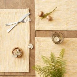 Design Imports Honey Gold/Off-White Tonal Recycled Cotton Slubby Rib Placemat Set/6