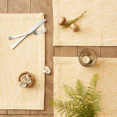 Design Imports Honey Gold/Off-White Tonal Recycled Cotton Slubby Rib Placemat Set/6 1 Design Imports Honey Gold/Off-White Tonal Recycled Cotton Slubby Rib Placemat Set/6