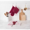 Design Imports Terry Solid Potholder Set 3 Piece Wine 7X7"