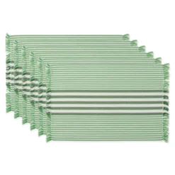 DII Stripe Placemat Set 6 Piece, Grass Green, 13x19" -Design Imports GUEST 2fb3e287 a416 4768 a791 bc35b6d06ef9