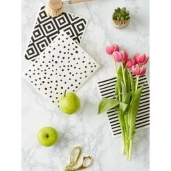 Design Imports Swedish Dishcloth Set/3, Reusable & Absorbent, Black & White -Design Imports GUEST 30574c99 a705 41c0 b9c9 4555d3efc44b