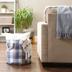 Design Imports Polyester Bin Tri Color French Blue Round Large 15X16X16 -Design Imports GUEST 30699064 4bcd 4100 9d77 a8818c5e3c82