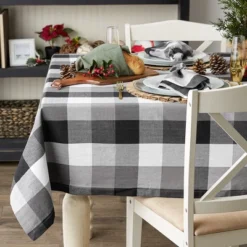 Design Imports Black Tri Color Check Tablecloth 60X84 -Design Imports GUEST 3095d845 9a57 439b 8e34 ecdfe011080b