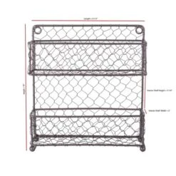 Design Imports Vintage Grey 2 Tier Chicken Wire Spice Rack