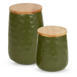Design Imports Sage Matte Dimple Texture Ceramic Canister Set/2 -Design Imports GUEST 31636f90 7e62 4ccf 8601 60a58f015c81