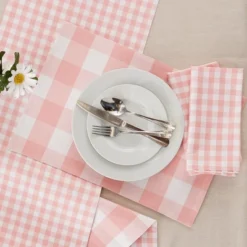Design Imports Gingham Napkin Set 6 Piece, Pink, 20X20" -Design Imports GUEST 3210cef1 7e87 4fc8 ae29 9968569e07f6