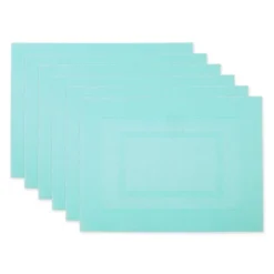 DII PVC Doubleframe Indoor/Outdoor Placemat Set/6, Aqua, 13x17.25" -Design Imports GUEST 324ad31a 3443 4887 8094 4c73dd1ce4b1