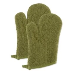 Design Imports Terry Solid Oven Mitt Set 2 Piece Antique Green 7X13" 13 Design Imports Terry Solid Oven Mitt Set 2 Piece Antique Green 7X13" -Design Imports GUEST 32c154bd 9478 4ebd b371 75e4c06062be