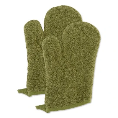 Design Imports Terry Solid Oven Mitt Set 2 Piece Antique Green 7X13" 7 Design Imports Terry Solid Oven Mitt Set 2 Piece Antique Green 7X13" - Image 7
