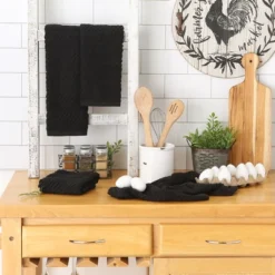 Design Imports Bar Mop Dishtowel Set 4 Piece, Black, 16X19" -Design Imports GUEST 333cb141 2a1b 46a8 a9c1 1445bb444176