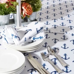 Design Imports Anchors Print Outdoor Tablecloth With Zipper 60X84 -Design Imports GUEST 3352920e 16f5 4bcc b1a4 d083f7b97b75