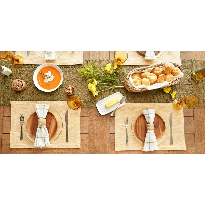 Design Imports Honey Gold/Off-White Tonal Recycled Cotton Slubby Rib Placemat Set/6 4 Design Imports Honey Gold/Off-White Tonal Recycled Cotton Slubby Rib Placemat Set/6 - Image 4