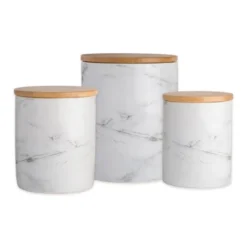 Design Imports White Marble Ceramic Canister Set/3 -Design Imports GUEST 345932cb f0f1 4c91 8b1e 2e60c4bcbb42