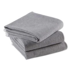 Design Imports Terry Solid Chambray Dishtowel Set 3 Piece, 18X28", Mineral Gray