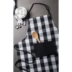 Design Imports Buffalo Check Chef Apron Black & White -Design Imports GUEST 34d7ba36 cd51 4a66 8f33 1405180d492b