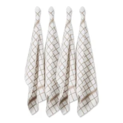 Design Imports Terry Windowpane Dishtowel Set 4 Piece, 16X26", Stone -Design Imports GUEST 34f8a65f d501 477e baec 60182594abe6
