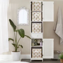 Set Of 4 11" X 11" X 11" Nonwoven Polyester Pineapple Square Storage Cube White/Gold - Design Imports -Design Imports GUEST 3543332c 0129 4b23 949b 688264ca9947