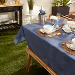 Design Imports French Blue Tonal Lattice Print Outdoor Tablecloth 60X120 -Design Imports GUEST 358940f0 25a8 445f b18b 430ed485098e