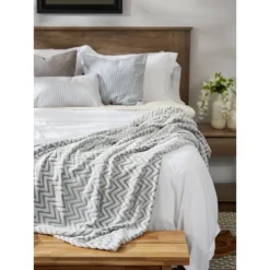50"x60" Chevron Plush Throw Blanket - Design Imports -Design Imports GUEST 35e60364 d17f 47f3 bf45 e5ad594ef9fa