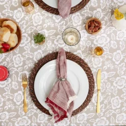 Design Imports Stone Floral Print Outdoor Tablecloth 60 Round -Design Imports GUEST 3694cf59 4e13 4bbe 803b 55421874fc0e