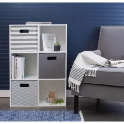 Polyester Cube Pinstripe Gray Square 13x13x13 -Design Imports GUEST 36ab96fa be53 4cb8 9195 56b6e61511d8