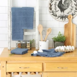 Design Imports Bar Mop Dishtowel Set 4 Piece, Stonewash Blue, 16X19" -Design Imports GUEST 37014645 ceaf 494a b206 1780f134ee2e