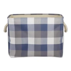 Design Imports Polyester Bin Tri Color French Blue Rectangle Medium 16X10X12