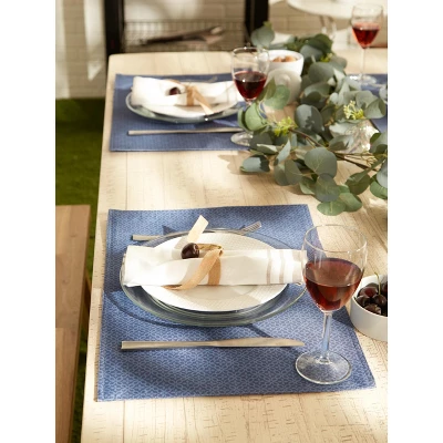 Design Imports French Blue Tonal Lattice Print Outdoor Placemat Set/6 4 Design Imports French Blue Tonal Lattice Print Outdoor Placemat Set/6 - Image 4