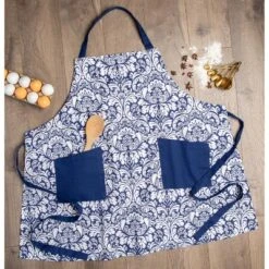 Design Imports Nautical Blue Damask Apron -Design Imports GUEST 37b94596 aa53 4394 8ec4 87b7d0f661de