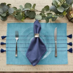 DII Ribbed Stripe Placemat Set 6 Piece, Thera Blue Stripe, 13x19" 13 DII Ribbed Stripe Placemat Set 6 Piece, Thera Blue Stripe, 13x19" -Design Imports GUEST 37e6b8fa ef62 420d 90dd 98b0a40f11e9