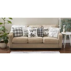 4pk 18"x18" Pig And Flower Market Farmhouse Check And Printed Square Throw Pillow Covers White - Design Imports -Design Imports GUEST 38129d84 74bc 4ccd 9f3c 0e6bf79ab239