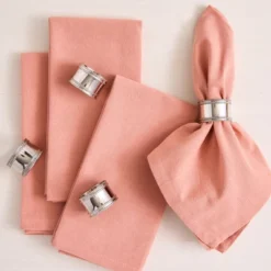 Design Imports Antique Band Napkin Ring Set/4, Silver