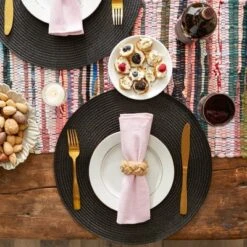 Design Imports Black Round Pp Woven Placemat Set/6 -Design Imports GUEST 3966c687 a65f 49e7 bab3 72d42b4636aa
