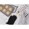 Design Imports Terry Solid Oven Mitt Set 2 Piece Black 7X13"