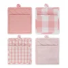 Design Imports Pink/White Asst Potholder Set/4