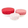 Design Imports Reusable Cotton Dish Covers Set/3, Red Cider