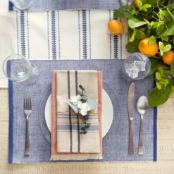 Design Imports French Blue Eco-Friendly Chambray Fine Ribbed Placemat Set/6 -Design Imports GUEST 3a6e546c 08ed 4971 9a86 cbd21dbc4244
