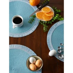 Design Imports Storm Blue Round Fringed Placemat Set/6 -Design Imports GUEST 3afae296 6f54 4348 893a ec9ecf05b014