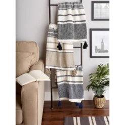 2-Tone Chevron Striped Throw Blanket - Design Imports -Design Imports GUEST 3b06c118 b11a 4025 ab62 c07b5e91fe23