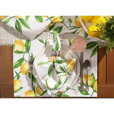 Design Imports Lemon Bliss Print Outdoor Placemat Set/6 4 Design Imports Lemon Bliss Print Outdoor Placemat Set/6 - Image 4