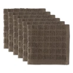 Design Imports Windowpane Terry Dishcloth Set 6 Piece, 12X12", Brown -Design Imports GUEST 3bdef2f5 38cb 4a30 9706 f7d32267a5b8