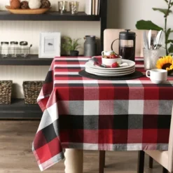 Design Imports Cardinal Red Tri Color Check Tablecloth 52X52 -Design Imports GUEST 3ca4fc87 1036 47e0 82a8 260573f905aa