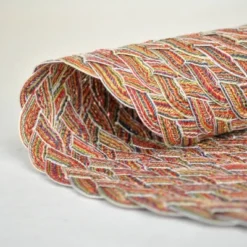 DII Variegated Placemat Set 6 Piece, Braided Red, 15" Dia